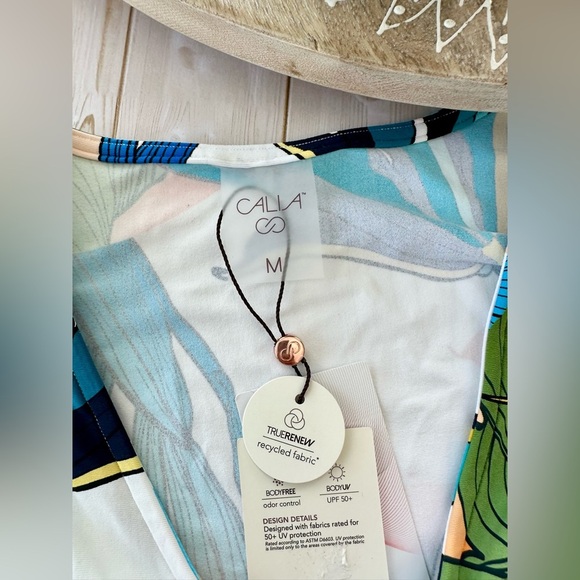 CALIA Women’s Long Sleeve Rushed Rashguard and Adjustable Tie Front Bottom NWT - Picture 2 of 12